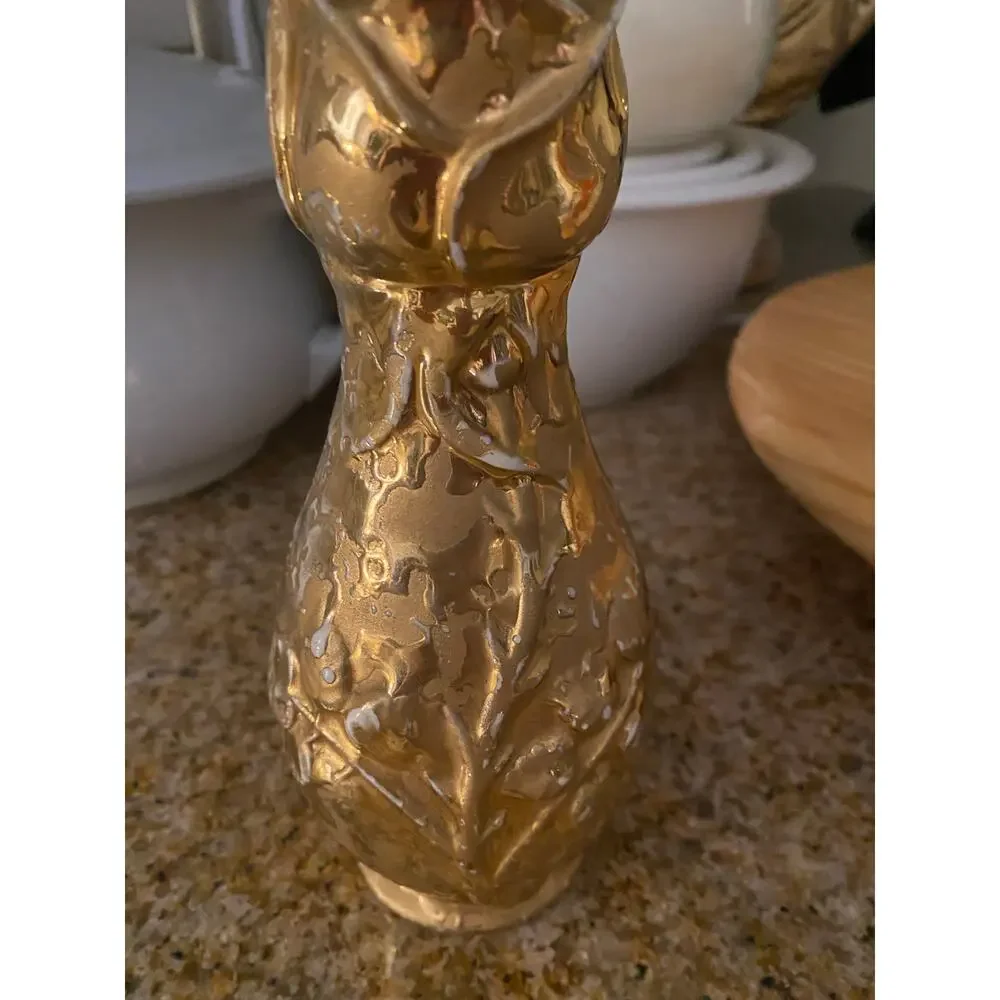 Vintage Weeping Gold VASE 24 Karat Gold Made in USA  mid-century 1950s